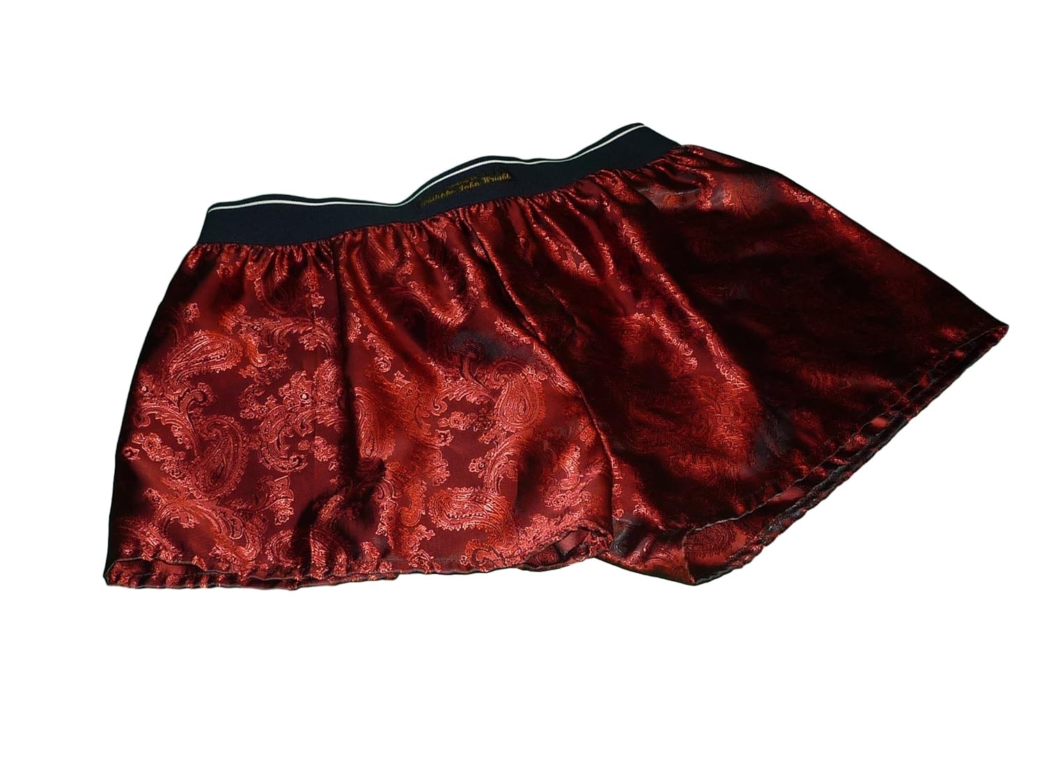 Men Burgundy RED Paisley Pure Silk Boxer Shorts Made in France. Underwear