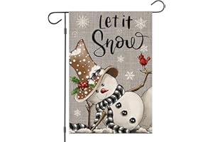 EKOREST Winter Garden Flags for Outside Decoration, Grey Let it Snow Snowman Small Yard Flag, Xmas Seasonal Farmhouse Christmas Holiday Outdoor Decor 12x18 Inch Vertical Double Sided