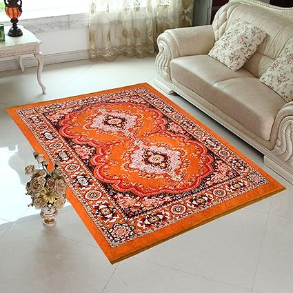 Home Elite Abstract Microfibre Carpet - 84x60, Orange