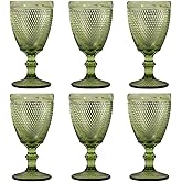 Bandesun Wine Glasses Set of 6 - Vintage Beads Goblet Glass Cup Classic Drinkware