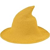 Century Star Women Witch Hat for Halloween Wool Hats Wide Brim Spire Knitted Cap Party and Daily