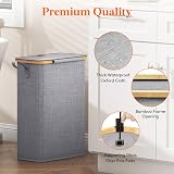 Lifewit 50L Slim Laundry Basket with Lid Grey Narrow Foldable Hamper view 7