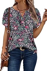 KISSMODA Women's Tunic Tops Casual V Neck Short