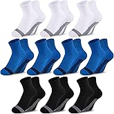 Comfoex 10 Pairs Boys Socks Half Cushion Cotton Quarter Running Socks Ankle Sock for Little Big Kids 6-8 8-10 Years Olds