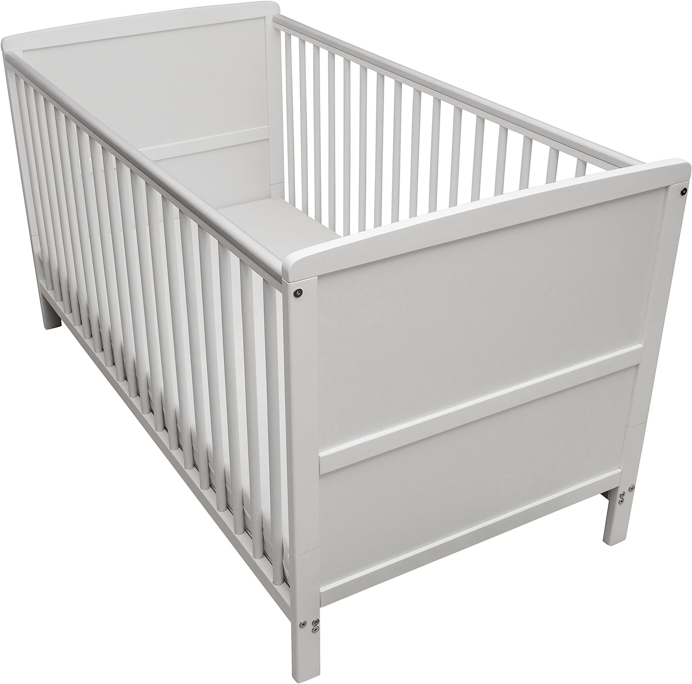 Kinder Valley Solid Pine Wood 2-in-1 Junior Cot Bed with a Flow Mattress, White, 144 x 76 x 80 cm