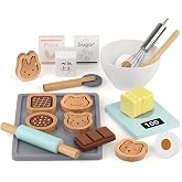 PairPear Wooden Play Food Cookie Baking Set, Pretend Play Toy Cutting Food | 28 Pcs Play Kitchen Accessories with Sliceable Cookies, Hand Mixer Toys, Montessori Toy Gift for Kids Age 3+