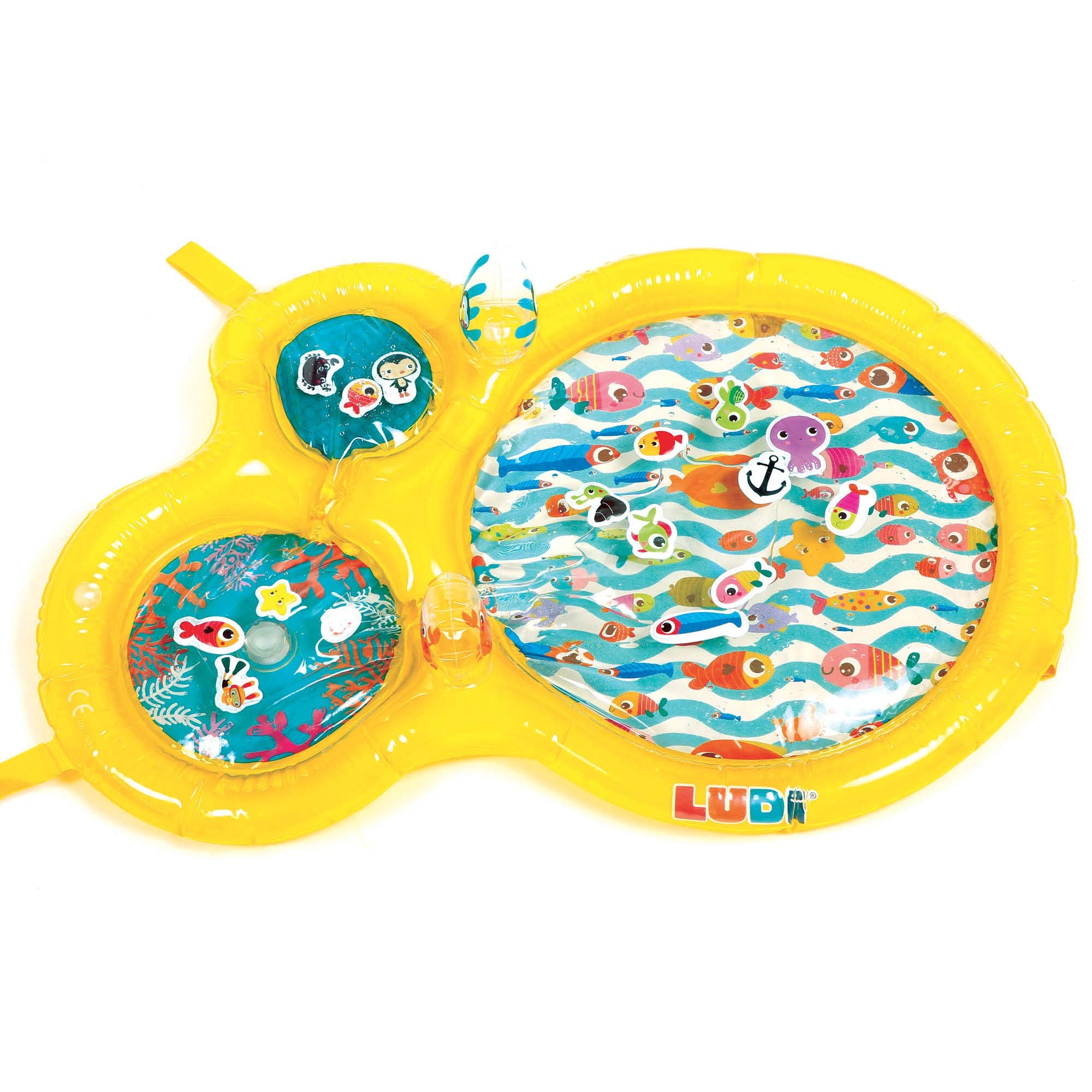LUDI - Water Play Mat - Big Playmat of Water to Awaken The Senses of Baby and Develop Motor Skills - 16 Floating Foam Animals - from 10 Months
