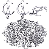 100pcs Antique Silver Cat in The Moon Charms Alloy Celestial Pendants Craft Supplies for DIY Earrings Necklace Bracelet Jewelry Making Christmas Birthday Party Gifts, 21 mm x 14 mm