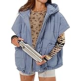 Gacaky Quilted Vest for Women Oversized Stand Collar Cap Sleeve Puffer Jacket Warm Button Zip Up Hoodies Coat Outwear