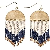 INK+ALLOY Beaded Earrings for Women Dangling, Claudia Luxe Seed Bead Short Fringe Boho Earrings, Hypoallergenic Handmade Jewelry for the Modern Bohemian, 2-Inch L