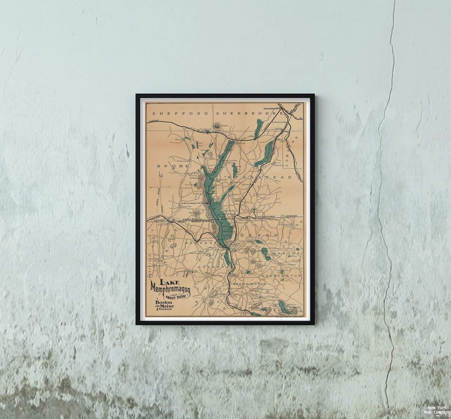 Map|Boston & Maine Railroad s, Lake Memphremagog & About There 1903 Transit/RR|Vintage Fine Art Reproduction|Size: 18x24|Ready to Frame