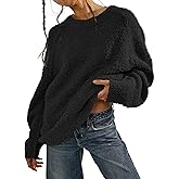 Beaully Women's Oversized Long Sleeve Crewneck Fuzzy Knit Warm Sweaters Fall Pullover Sweater Tops