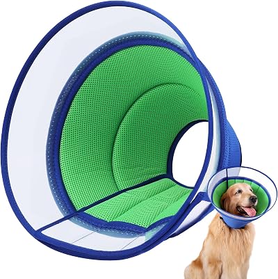 ICOYEA Soft Dog Cone Collar After Surgery Blue Size 8