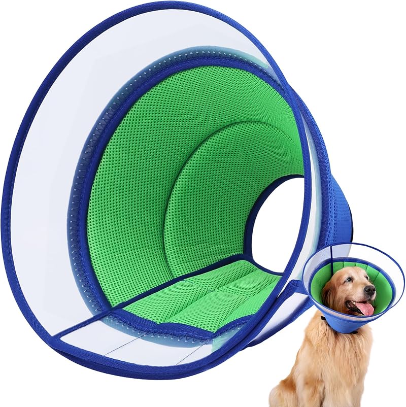 ICOYEA Soft Dog Cone Collar After Surgery Blue Size 8