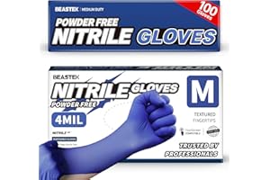 Beastek Nitrile Exam Gloves, 4.0 Mil 100 Pcs, Powder-Free Latex-Free Medical Cooking Food-Safe Disposable Gloves, Blue Violet
