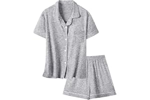 Umeyda Girls & Women Pajamas Set Soft Short Sleeve Pjs Set Button-Down Sleepwear Nightwear Loungewear