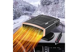 YIISHUIIL 12V Car Heater,Portable Car Heater Plug into Cigarette Lighter 2 in 1 Fast Heating Defrost Defogger 360 °Rotatable Handheld Car Windscreen Defogger Window Defroster (Black Gold)