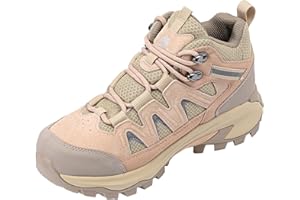 Queday Mens Womens Leather Waterproof Hiking Boots Lightweight Outdoor Walking Shoes Breathable Suede Hike Trekking Trails Camping Climbing