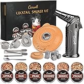 Cocktail Smoker Kit with Torch - 6 Flavors Wood Chips, 4 Metal Filters, Whiskey Smoker Infuser kit for Bourbon Whisky Cocktail, Old Fashioned Drink Smoker Kit Gifts for Men, Dad, Husband(No Butane)