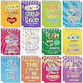 Religious Bible Verse Notepads,Jesus Love You Christian Mini Notebooks Motivational Multicolor Style Pocket Small Note Pads for Kids Adult Sunday School Supplies, 12 Styles (24 Pack)