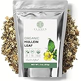Elanen Naturals Organic Mullein Leaf 2 oz. (57g), USDA Certified Organic Mullein Leaf Tea, Mullen Leaves, Mullin Leaf Herb, Mullien Tea, Cut & Sifted