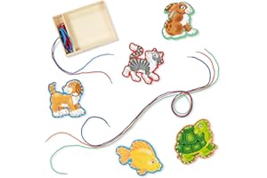 Melissa & Doug Lace and Trace Activity Set: Pets - 5 Wooden Panels and 5 Matching LacesLacing Toys for Toddlers, Fine Motor S