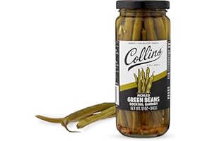 COLLINS CHICAGO Collins Gourmet Pickled Green Beans for Cocktails - Spicy Crunchy Green Beans - Premium Condiment Garnish for Cocktails, Bloody Mary, Antipasto, Condiments, or Salads - 12oz