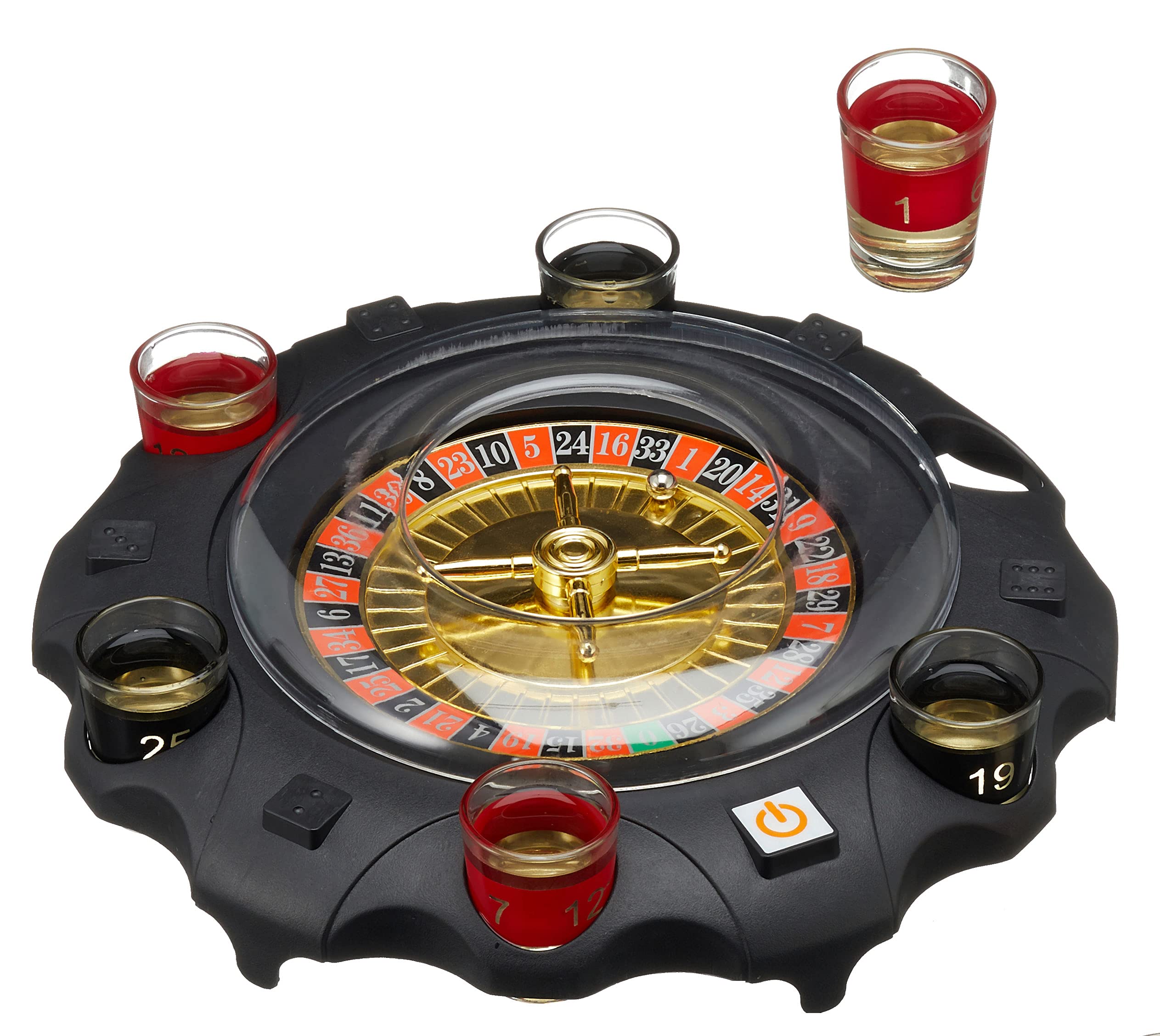 MIK Funshopping Funny Drinking Game Party Game Drinking Game for Adults New Year's Eve Birthday Party (Electric Roulette with 6 Shot Glasses and 2 Balls)
