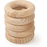 FoDau770 5pcs Natural Beech Wooden Rings, Unfinished Solid Wood Rings Heavy Duty Wood Circles, Macrame Craft Circles for Party, Home Decor & DIY Making - Outer Diameter: 1 Inch