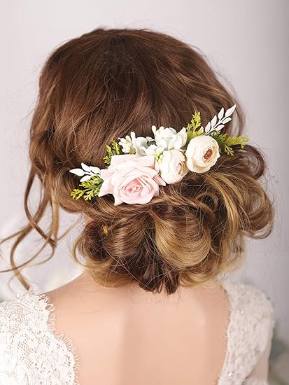 Kercisbeauty Floral Bridal Boho White Hair Comb Wedding Hair Piece