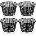 Roshtia 4 Pcs 8.35 Inch Hydroponic Baskets Aquatic Black Plastic Garden Mesh Net Pot Hydroponic Pots Slotted Pond Basket Aquarium Plant Pots for Lily Nursery Grow Planting Supplies