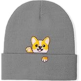 Dog Lover Embroidery Hat Beanie Gift Winter Warm Knit Cuffed Skull Cap for Women & Men Corgi Bulldog Beanie