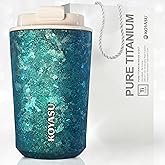 KOYASU® Ti-Zen™ Titanium Travel Coffee Mug - 12oz Ultralight Insulated Tumbler - Leakproof Commuter Cup for Men & Office Desk Accessory - Minimalist Portable Tea Flask for Travel & Car- Indigo Blue