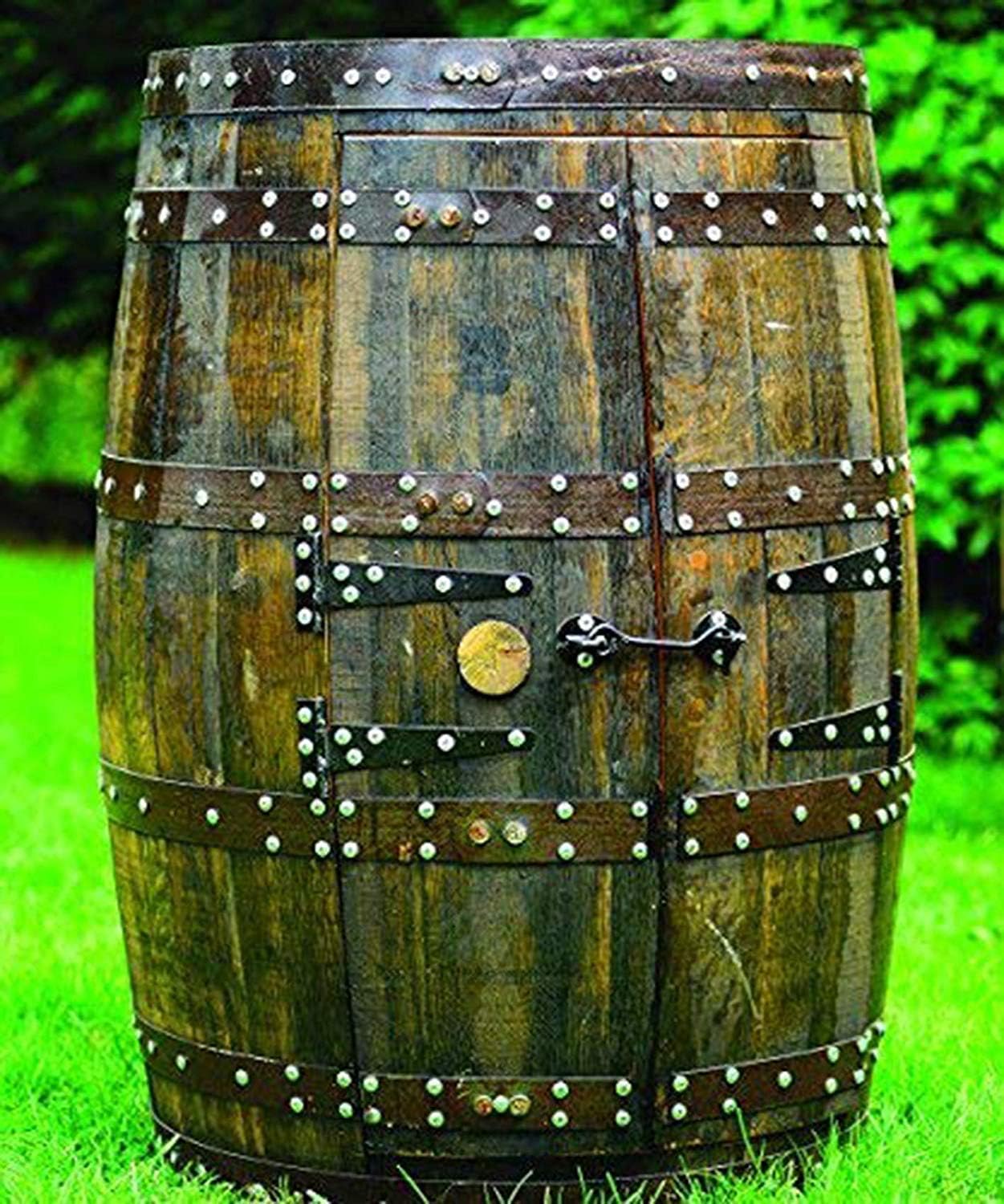 Gabinete de bebidas rústico de roble macizo con barril de whisky