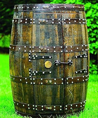 Gabinete de bebidas rústico de roble macizo con barril de whisky