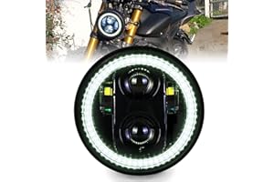 HENGTUAOTO 5 3/4 5.75 Inch White LED Headlight for Motorcycle with EMC Compatible with Iron 883 Dyna Street Bob Super Wide Glide Low Rider Night Rod Train Softail Deuce Custom Sportster