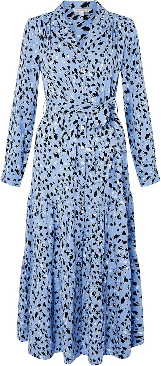 Monsoon Ladies Animal Print Midi Shirt Dress Womens Dress Amazon.co.uk