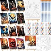 Zhanmai 12 Set Paint and Sip Kit for Adult 8''x10'', Halloween Ghost | Pre Drawn Canvas for Painting Bulk, Pre Printed Canvas, DIY Craft for Halloween Birthday Date Night Paint Party