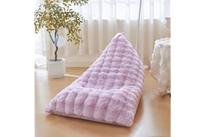 LIFEREVO Faux Rabbit Fur Stuffed Animal Bean Bag Storage (No Filler), Soft Waffle Bubble Beanbag Chair Cover for Cushion Home Decor, Furry Floor Lounger Plush Toys Organizer for Kids Girls, Lavender