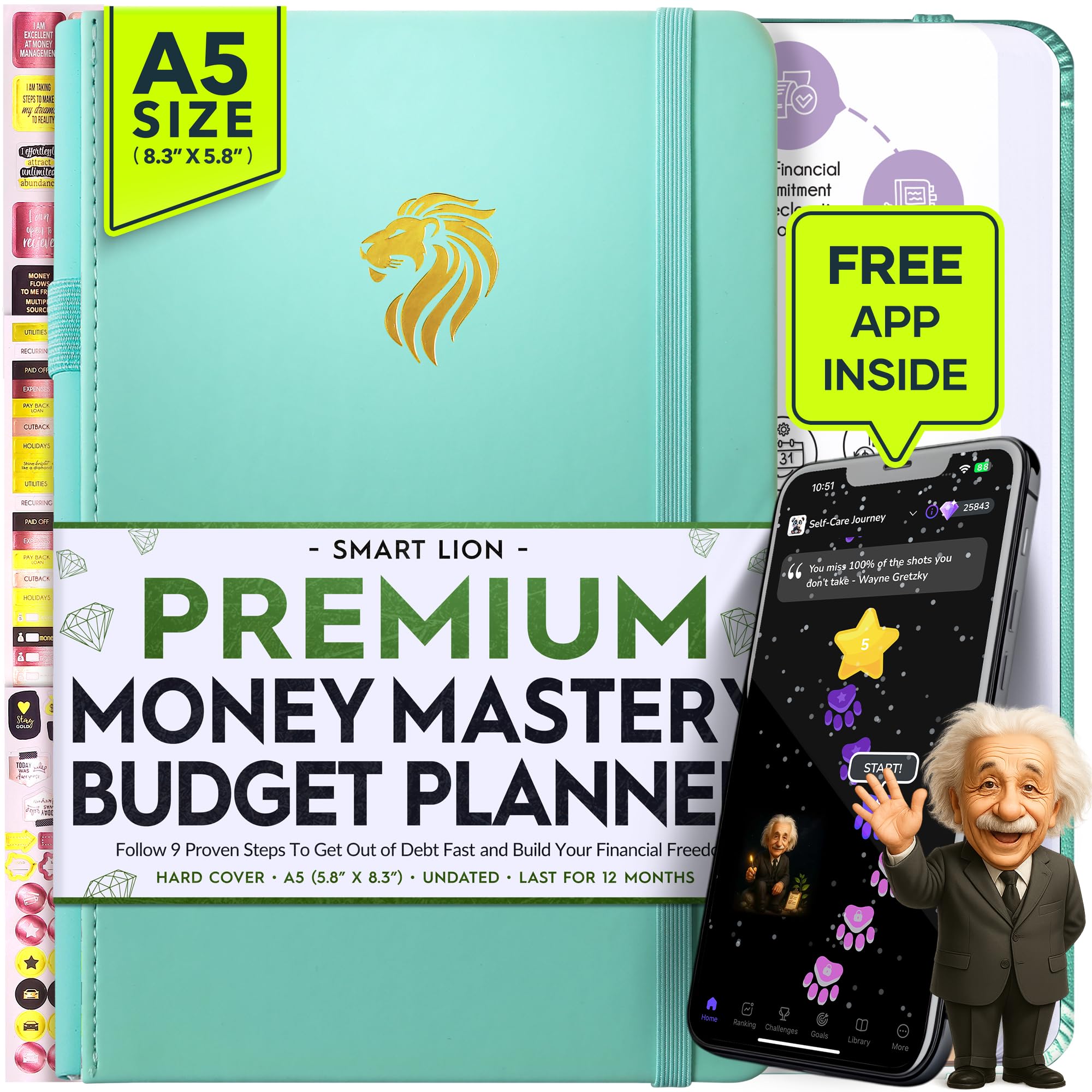 Financial Planner - Monthly Budget Planner & Monthly Bill Organizer | A 12-Month Journey to Financial Freedom | Bill Payment Tracker Organizer, Debt, Expense Tracker & Money Saving with Pockets