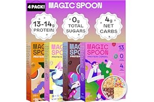 Magic Spoon Cereal, Variety 4-Pack of Cereal - Keto & Low Carb Lifestyles, Gluten & Grain Free, High Protein, 0g Sugar