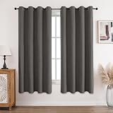 CUCRAF 100% Blackout Curtains Grey 52 x 72 in 2 Panels Eyelet Thermal