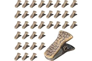 YUCHIYA 35 Pack Mini Metal Alligator Clips for Crafts Non-Slip Silicone-Coated Retro DIY Badge Small Spring Clips (Bronze)