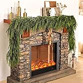 9FT Christmas Norfolk Pine Garland, Real Touch Artificial Greenery Garland for Table, Mantle, Wall, Indoor, Outdoor Holiday Decorations