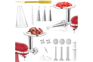 GLINK Fruit and Vegetable Attachment Strainer Set with Meat Grinder for Kitchenaid Stand Mixer, Fruits Juicer Vegetables Strainer Attachment and Sausage Stuffer Tubes for Kitchenaid Mixer Attachments