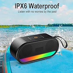 Portable Bluetooth Speaker with LED Lights, 24W