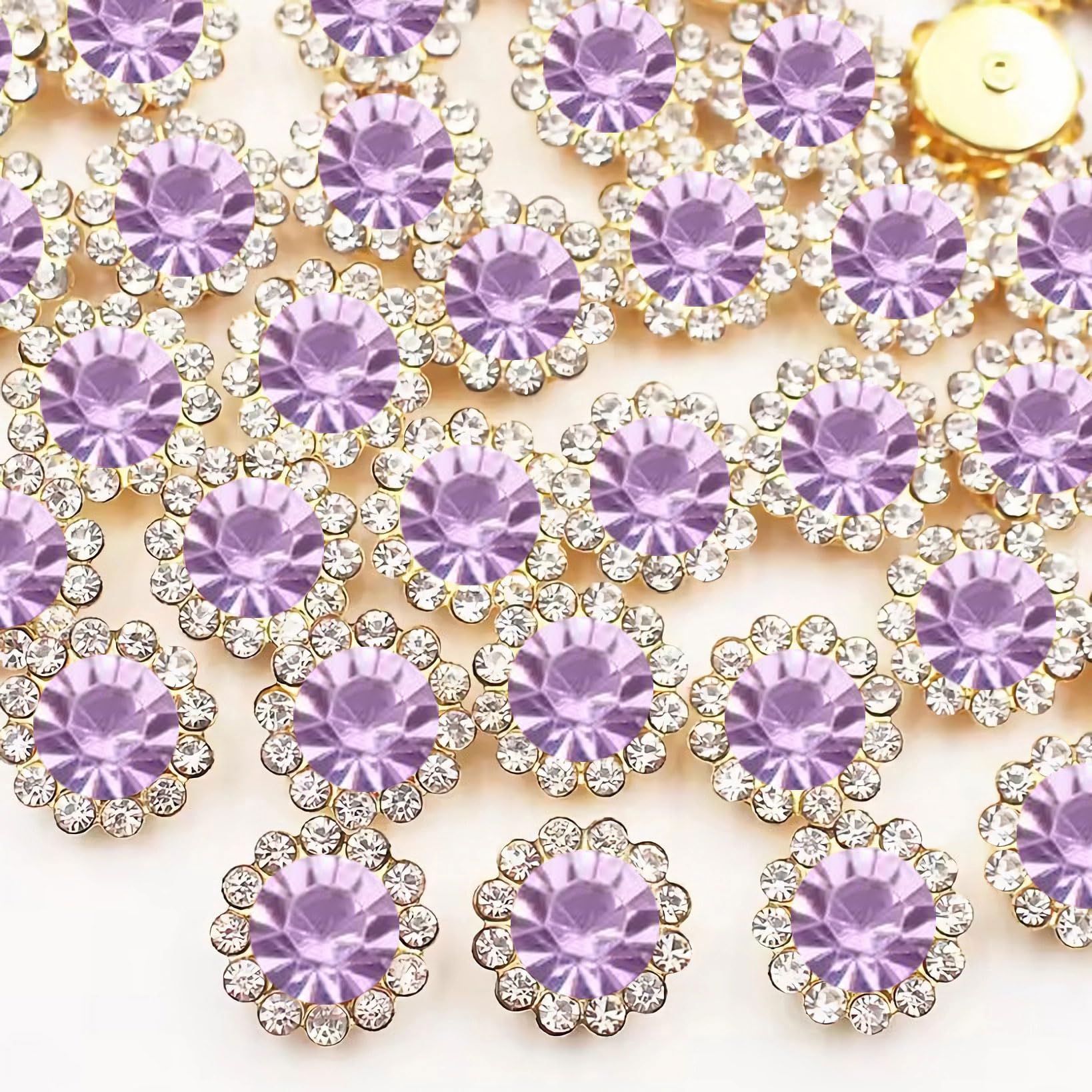 Photo 1 of 120 Pcs 12mm Sunflower Sew on Rhinestones Crystal Glass Gems, Metal Claw Rhinestones Jewels for Crafts, Glitter Gemstones for Clothes Shoes Cap Earring Belt Sewing Accessories(Violet Purple)