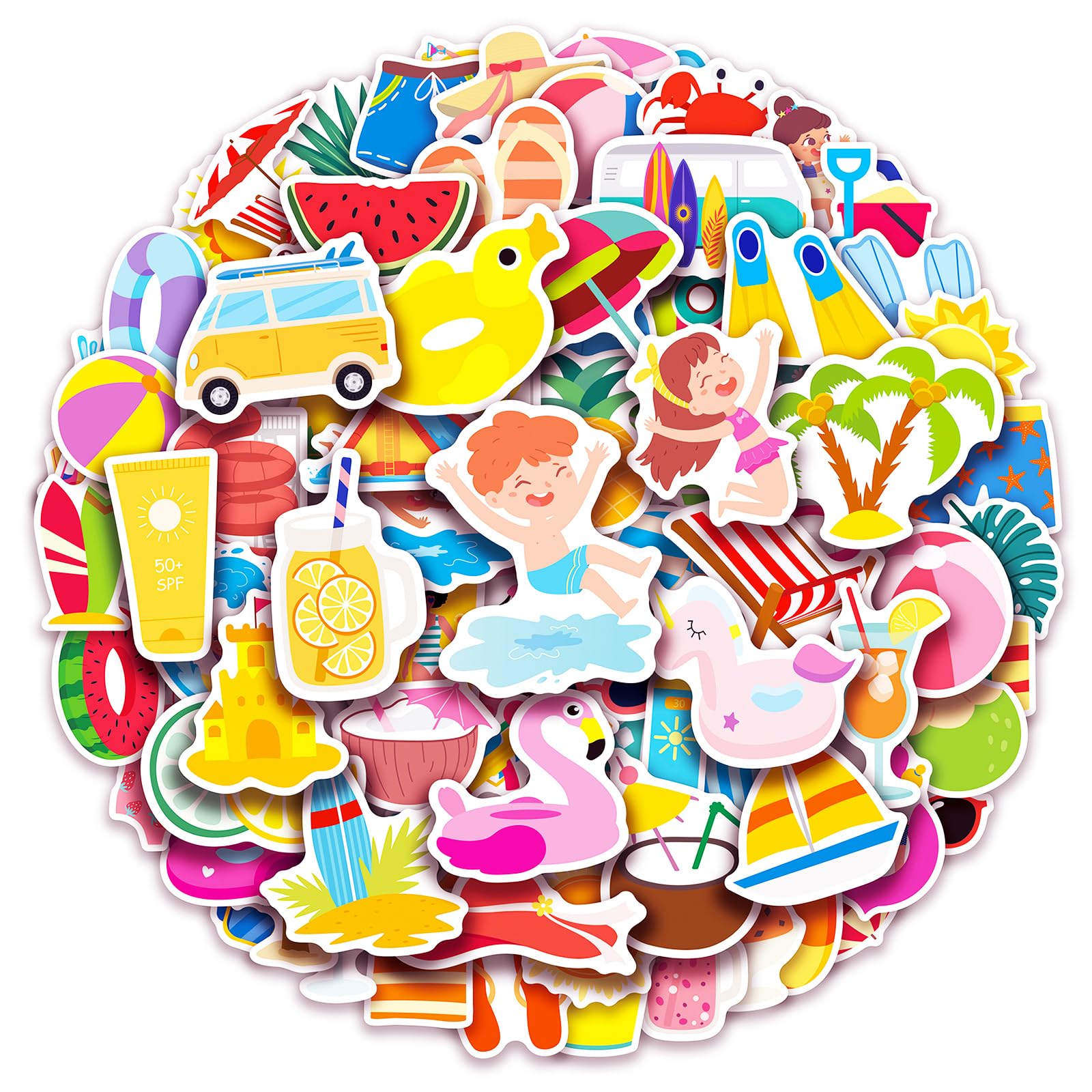 Photo 1 of 100 Pack Pool Beach Stickers, Summer Party Favors, Birthday Decorations