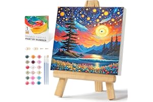 OFFITO Framed Paint by Numbers Kit for Adults Beginners & Kids Ages 8-12, Starry Night Acrylic Easy Paint by Number with Frame, Watercolor Paint by Number Kits on Canvas Framed (10 * 10 Inch, without Easel)