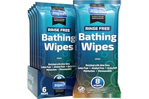 Body Wipes for adults bathing no rinse | Adult Wash Cloths Extra Large, Bathing Wipes for Incontinence, 8"x 8" In (48 count) | By Inspire